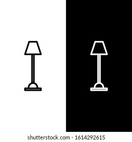 Set line Floor lamp icon isolated on black and white background.  Vector Illustration