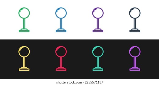 Fijar el icono de la lámpara del piso aislado en el fondo blanco y negro.  Vector