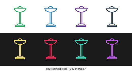 Set line Floor lamp icon isolated on black and white background.  Vector