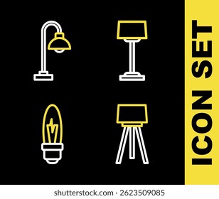 Set line Floor lamp, Light bulb and  icon. Vector