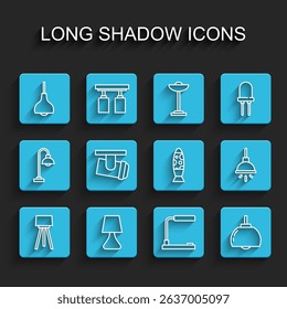 Set line Floor lamp, Table, Lamp hanging, Chandelier, Led track lights lamps,  and  icon. Vector