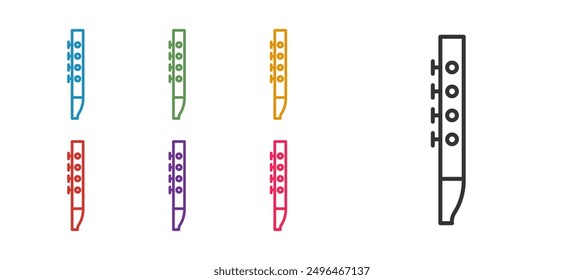 Set line Flute icon isolated on white background. Musical instrument. Set icons colorful. Vector