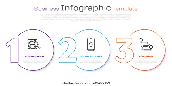 Set line Folded map with location marker, Infographic of city map navigation and Route location. Business infographic template. Vector