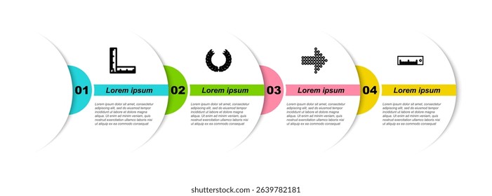 Set line Folding ruler, Laurel wreath, Dots arrow and Ruler. Business infographic template. Vector