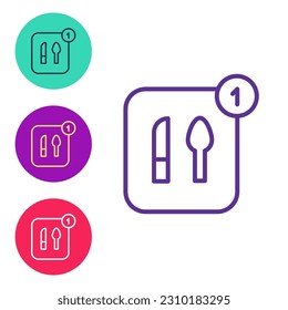 Set line Food ordering icon isolated on white background. Order by mobile phone. Restaurant food delivery concept. Set icons colorful. Vector