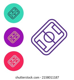 Set line Football or soccer field icon isolated on white background. Set icons colorful. Vector