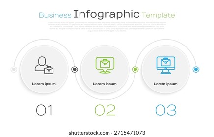 Establecer línea Freelancer, Online working y . Plantilla de infografía de negocios. Vector