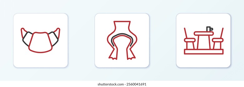 Set line French cafe, Croissant and Frog legs icon. Vector
