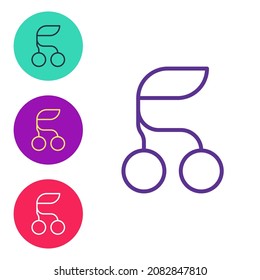 Línea Icono de bayas de verano frescas aisladas en fondo blanco. Fruta de los cerezos. Indique los iconos en colores. Vector