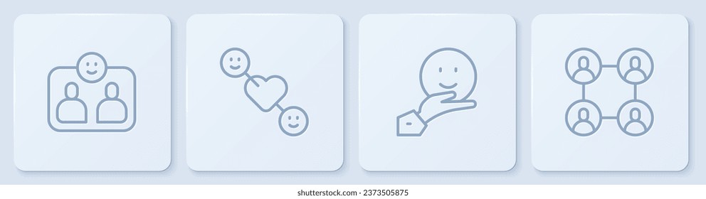 Set line Friends forever, Happy friendship day, Romantic relationship and BFF best. White square button. Vector