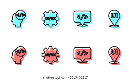 Set line Front end development, , UI or UX design and  icon. Vector