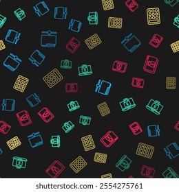 Set line FTP folder, Laptop and lock, Password protection and Secure your site with HTTPS, SSL on seamless pattern. Vector