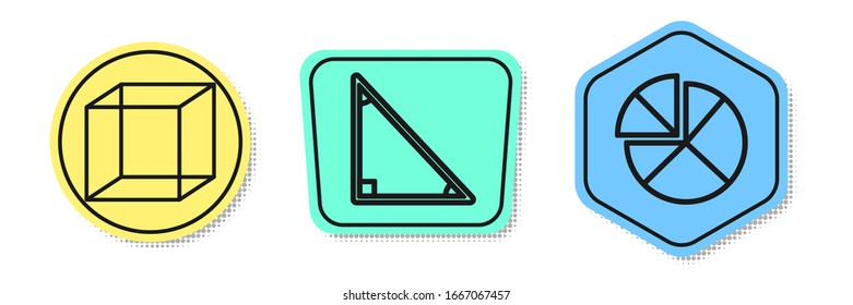 Set line Function mathematical symbol, Calendar and Abacus. Colored shapes. Vector