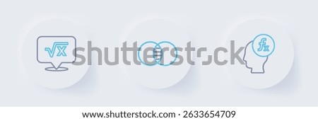 Set line Function mathematical symbol, Mathematics sets A and B and Square root of x glyph icon. Vector