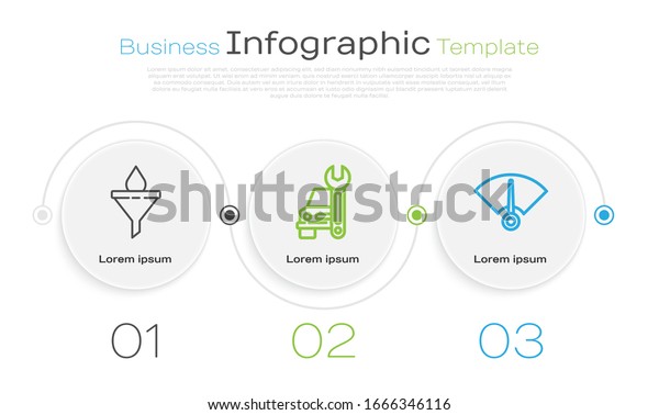 Set
line Funnel or filter and motor oil drop, Car service and
Speedometer. Business infographic template.
Vector