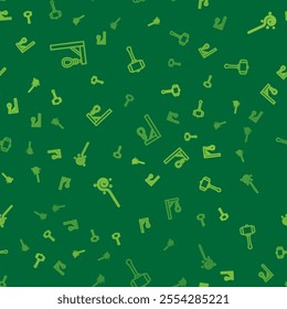 Set line Gallows, Magic staff and Hammer on seamless pattern. Vector