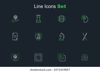 Juego de dados, bingo, juego de Tablero, cruzado billar cues, ajedrez, y jugar cartas icono. Vector