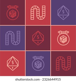 Set line Game dice,  and Board game icon. Vector