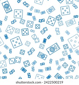 Set line Game dice, Casino poker tournament invitation and Game dice on seamless pattern. Vector