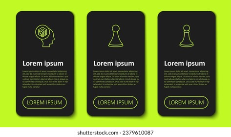 Set line Game dice, Chip for board game and Chess pawn. Business infographic template. Vector