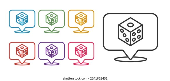 Set line Game dice icon isolated on white background. Casino gambling. Set icons colorful. Vector