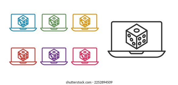 Set line Game dice icon isolated on white background. Casino gambling. Set icons colorful. Vector