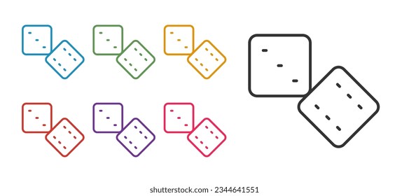 Set line Game dice icon isolated on white background. Casino gambling. Set icons colorful. Vector