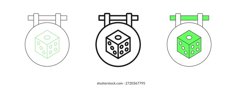 Definir linha Ícone de dados do jogo isolado no fundo branco. Jogo de casino.  Vetor