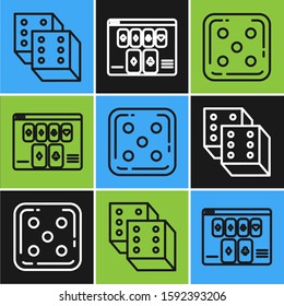 Set line Game dice, Game dice and Online poker table game icon. Vector