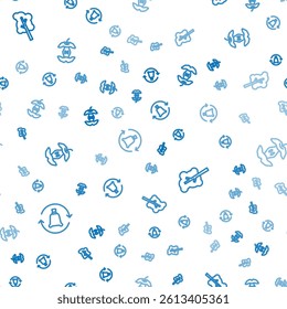 Set line Garbage bag with recycle, Tree and Apple core on seamless pattern. Vector