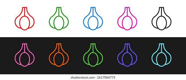 Set line Garlic icon isolated Set line background.  Vector