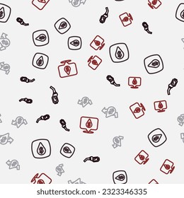 Set line Gasoline pump nozzle, Oil drop with dollar symbol, price increase and  on seamless pattern. Vector