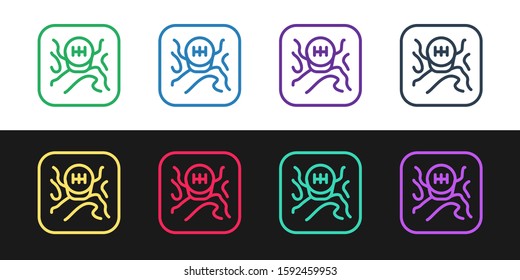 Set line Gear shifter icon isolated on black and white background. Transmission icon.  Vector Illustration