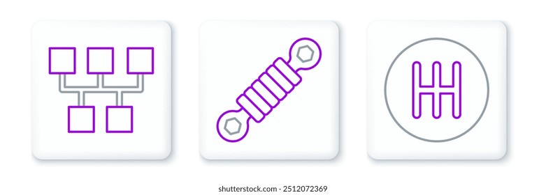 Ajuste el interruptor de engranajes de línea y el icono del amortiguador. Vector