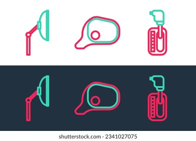 Set line Gear shifter, Windscreen wiper and Car mirror icon. Vector