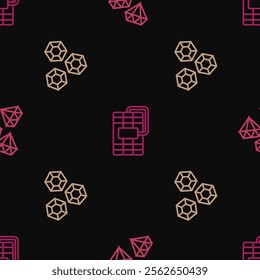 Set line Gem stone,  and Dynamite on seamless pattern. Vector