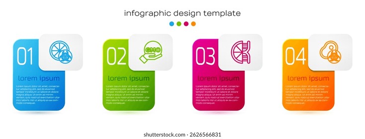 Set line Genetically modified orange, GMO,  and meat. Business infographic template. Vector