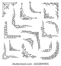 Set of line geometric corners. Modern decorative linear elements. Classic design for decoration.