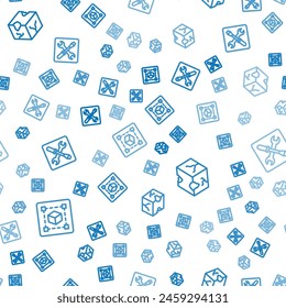 Set line Geometric figure Cube, Isometric cube and 3D printer setting on seamless pattern. Vector