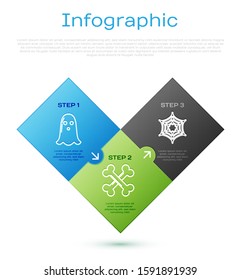 Set Line Ghost , Spider Web  And Crossed Bones . Business Infographic Template. Vector