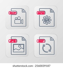 Set line GIF file document, JPG, MAX and MOV icon. Vector