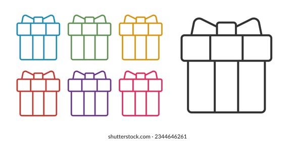 Set line Gift box icon isolated on white background. 8 March. International Happy Women Day. Set icons colorful. Vector