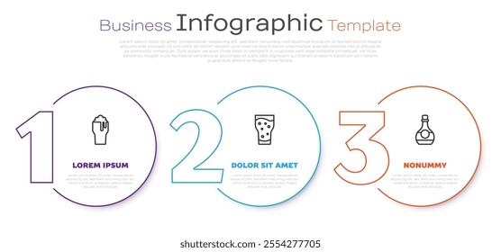 Set line Glass of beer,  and Bottle cognac or brandy. Business infographic template. Vector