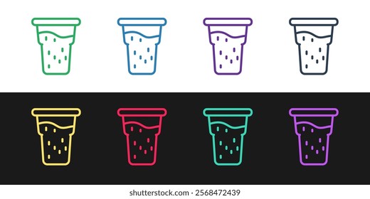 Set line Glass of beer icon isolated on black and white background.  Vector