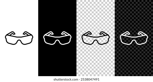 Set line Glasses icon isolated on black and white background. Eyeglass frame symbol.  Vector