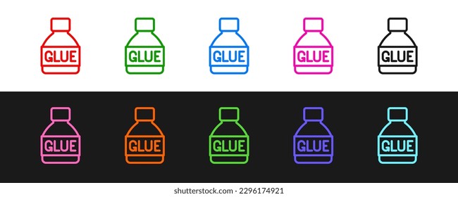 Set line Glue icon isolated on black and white background.  Vector