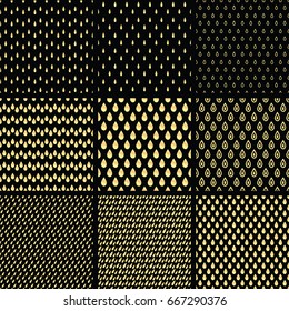 Set of line gold abstract seamless pattern with drops. Wrapping paper. Scrapbook paper. Tiling. Vector illustration. Background. Graphic texture for design, wallpaper. 