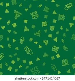 Set line Gold bars, Fast payments and Bank building on seamless pattern. Vector