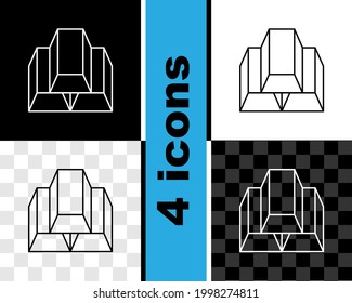 Establece el icono de las barras Gold de línea aisladas en fondo transparente y negro y blanco. Concepto de negocio bancario.  Vector
