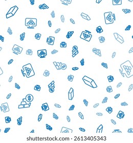 Set line Gold exchange money, bars and  on seamless pattern. Vector